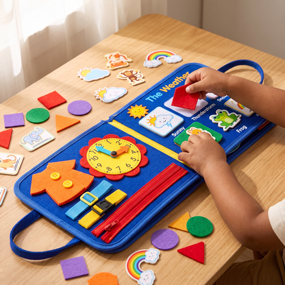 Lumiva Montessori Busy Book for Toddlers | 12-in-1 Reusable Activity Binder