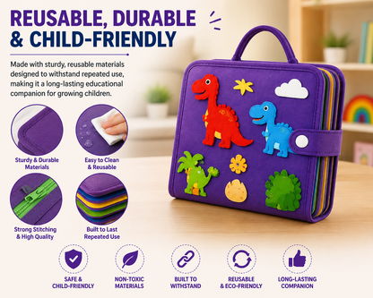 Lumiva Montessori Busy Book for Toddlers | 12-in-1 Reusable Activity Binder
